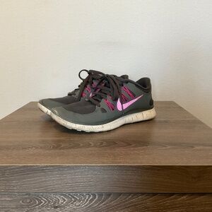 Nike Free Runs, grey and pink, size 7